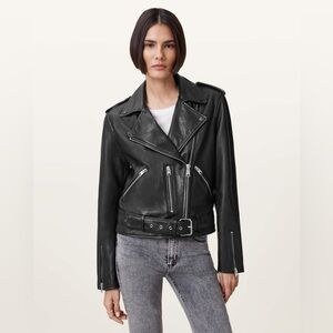 ALL SAINTS BLACK BALFERN LEATHER BIKER JACKET - EUC!